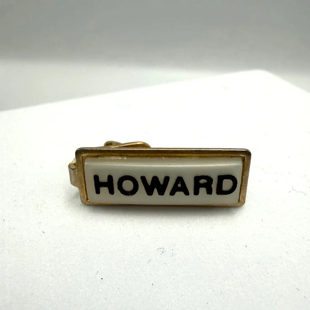 Vintage Howard Name Tie Clip Gold Tone Personalized‎ Mens Suit Accessory